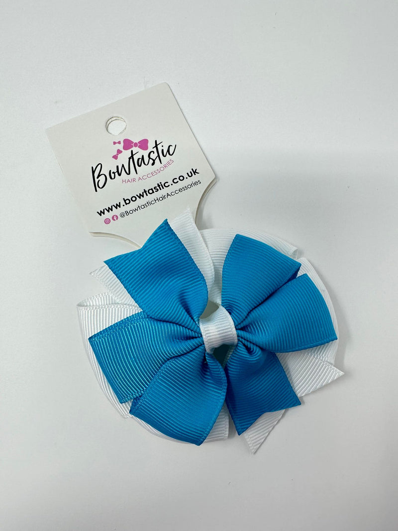 3 Inch Double Pinwheel Thin Elastic - Turquoise & White