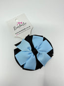 3 Inch Double Pinwheel Thin Elastic - Blue Topaz & Black