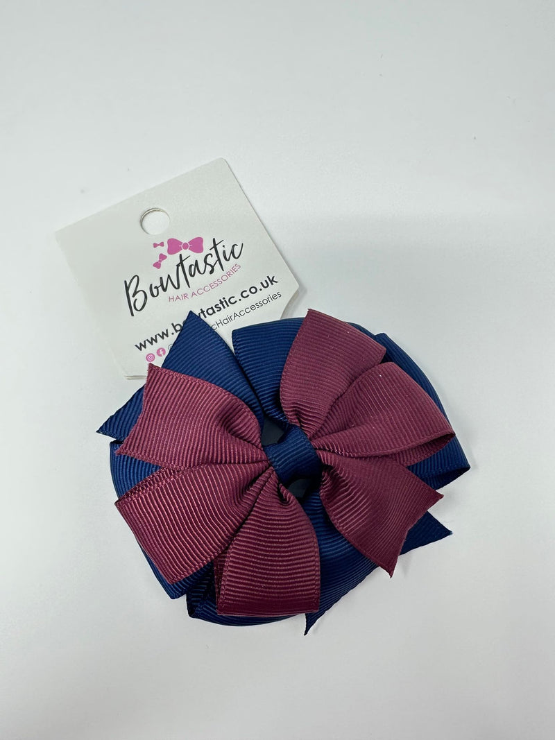 3 Inch Double Pinwheel Thin Elastic - Burgundy & Navy