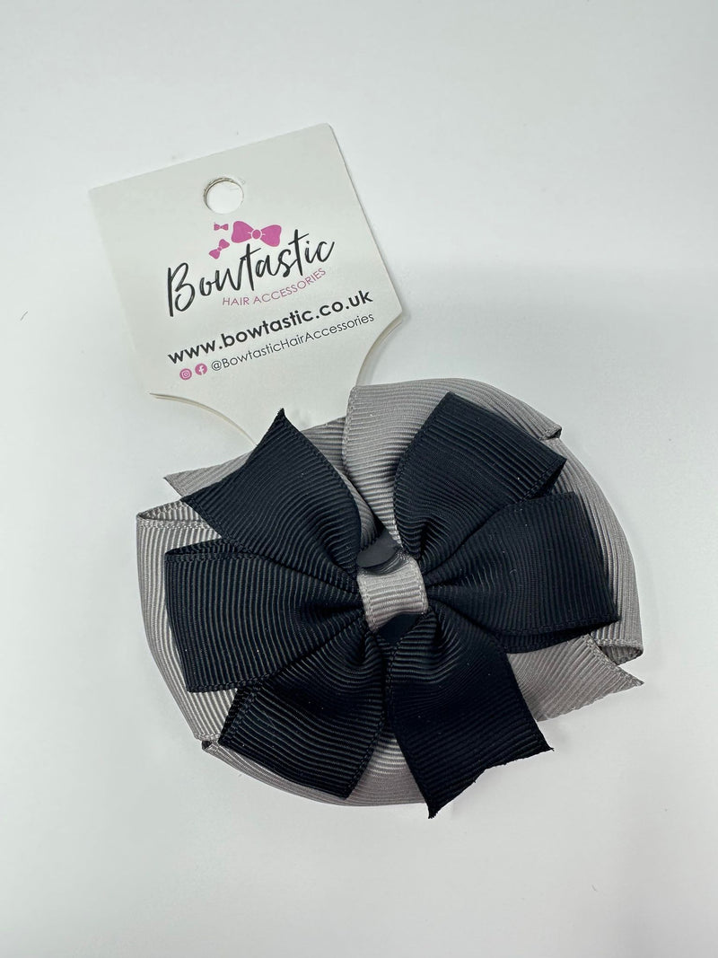 3 Inch Double Pinwheel Thin Elastic - Black & Metal Grey