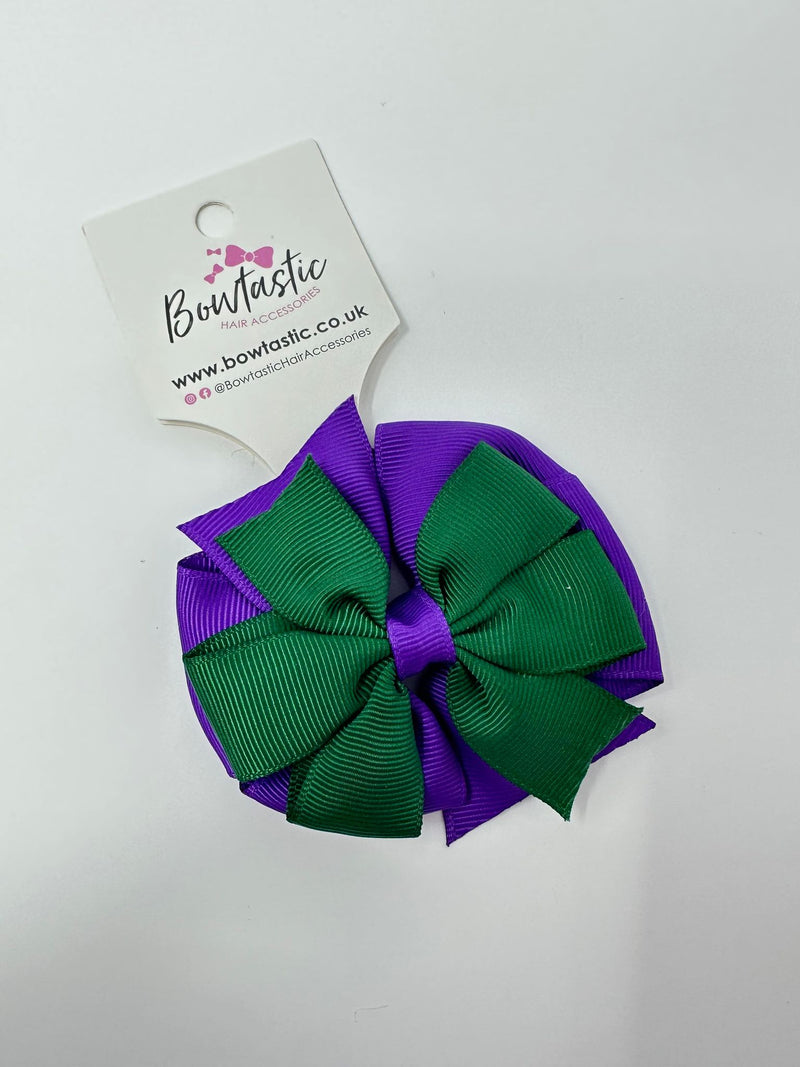 3 Inch Double Pinwheel Thin Elastic - Forest Green & Purple