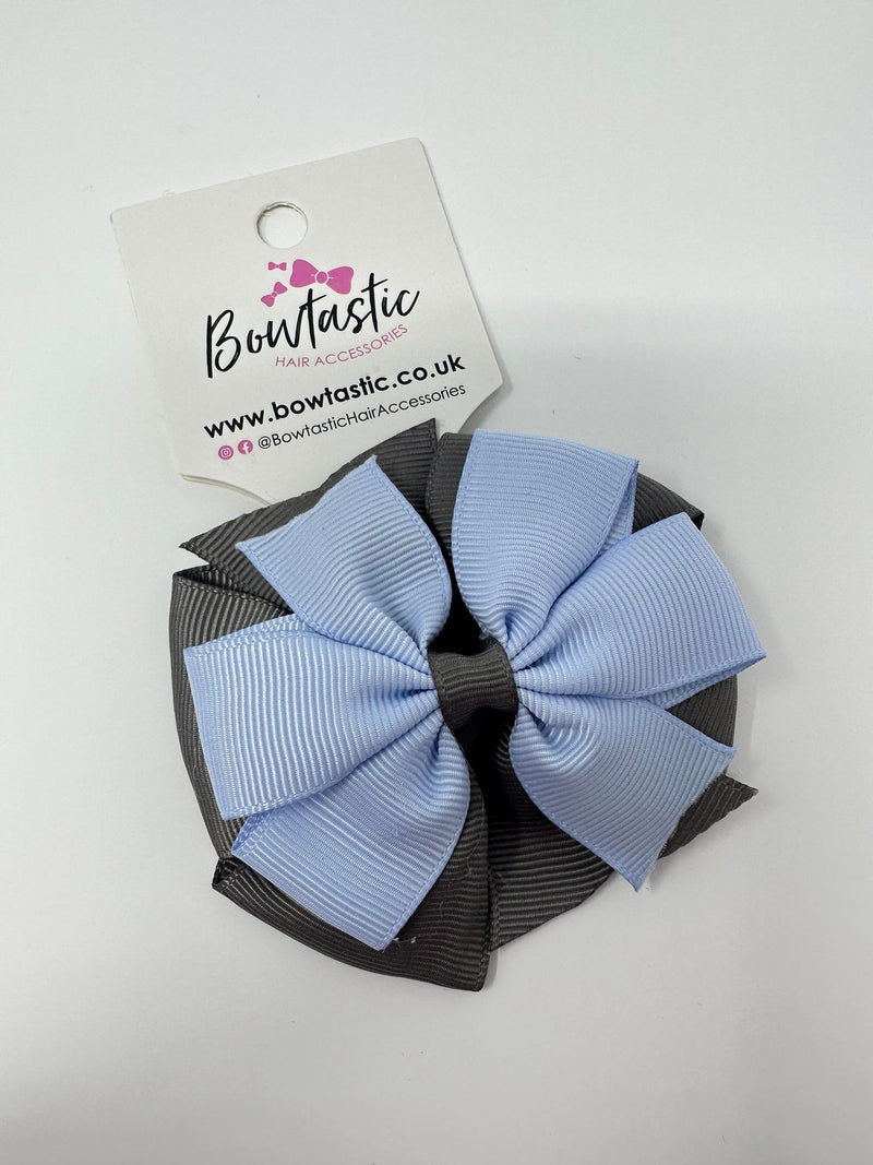 3 Inch Double Pinwheel Thin Elastic - Bluebell & Metal Grey