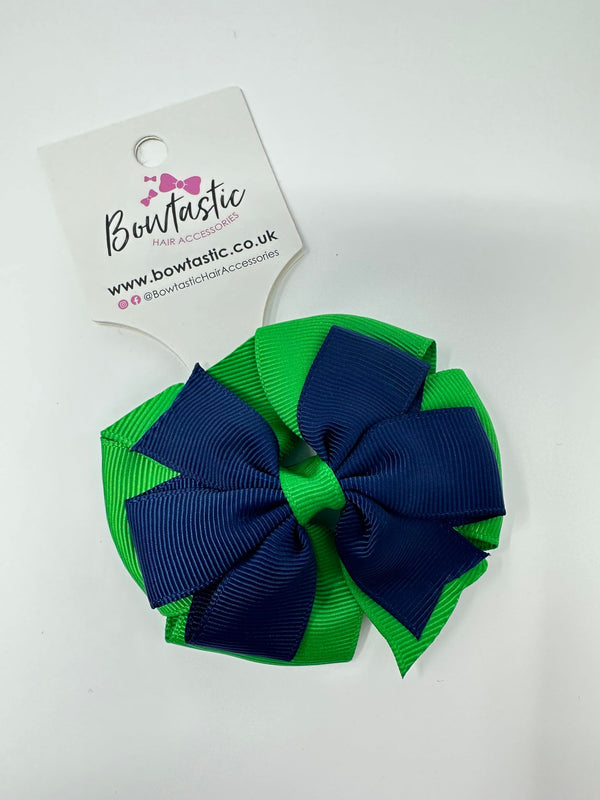 3 Inch Double Pinwheel Thin Elastic - Emerald Green & Navy