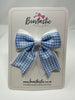 3 Inch Flat 2 Layer Tail Bow - Light Blue & White Gingham