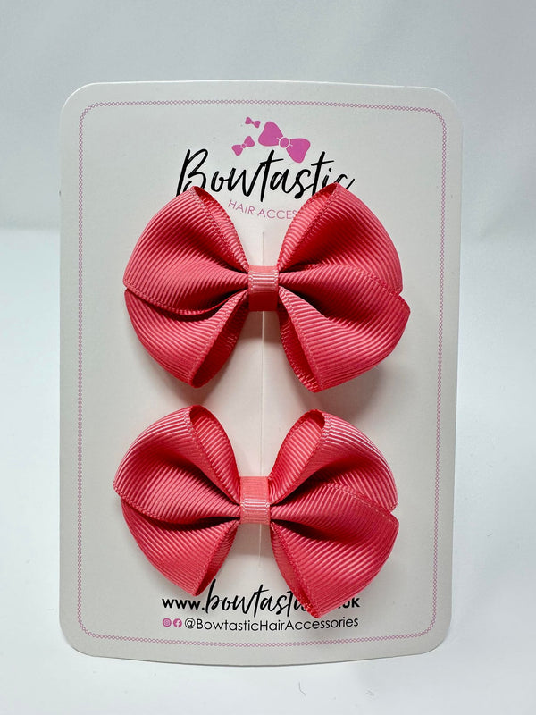 2.5 Inch Flat Bow - Coral Rose - 2 Pack