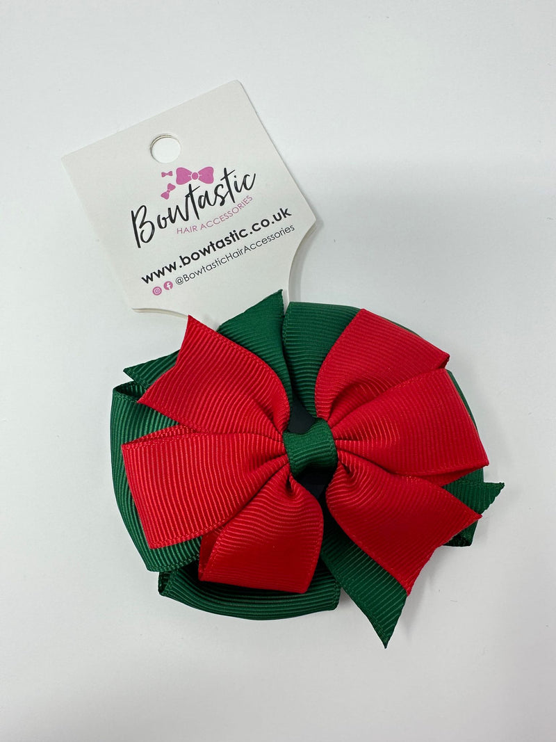 3 Inch Double Pinwheel Thin Elastic - Forest Green & Red