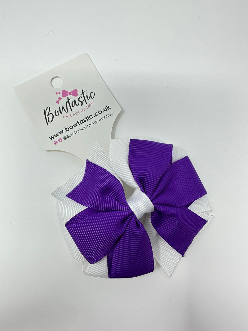 3 Inch Double Pinwheel Thin Elastic - Purple & White