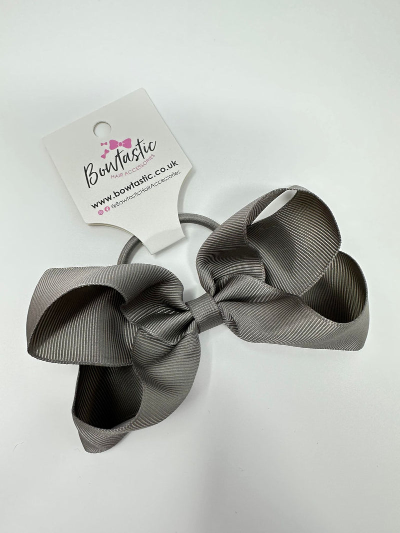 4.5 Inch Bow Bobble - Metal Grey