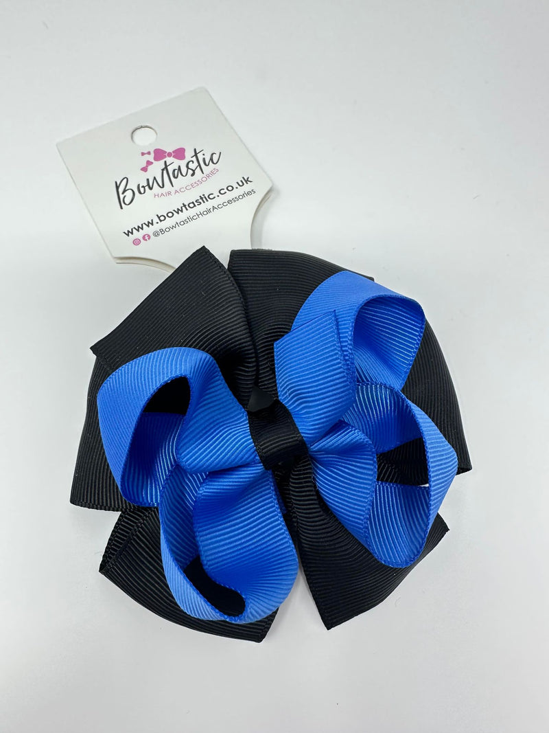 3.75 Inch Double Bow Bobble - Royal Blue & Black