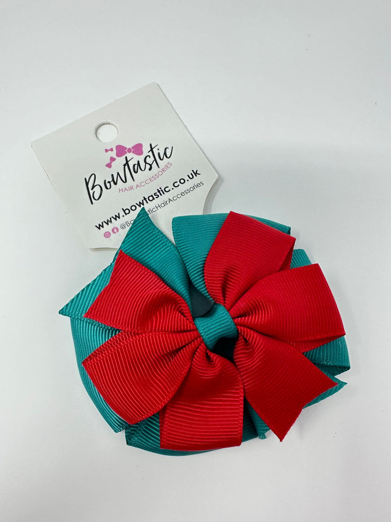 3 Inch Double Pinwheel Thin Elastic - Jade Green & Red