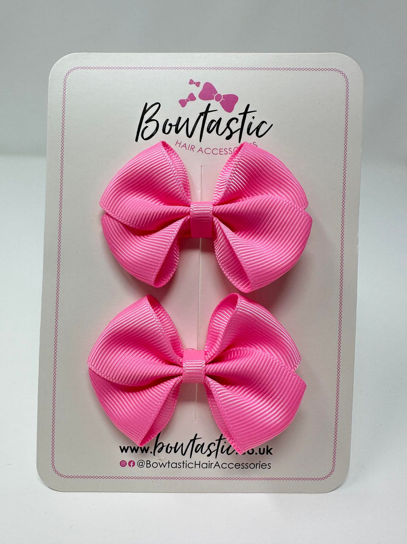 2.5 Inch Flat Bow - Geranium Pink - 2 Pack