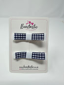 2.25 Inch Slide Bows - Navy & White Gingham - 2 Pack