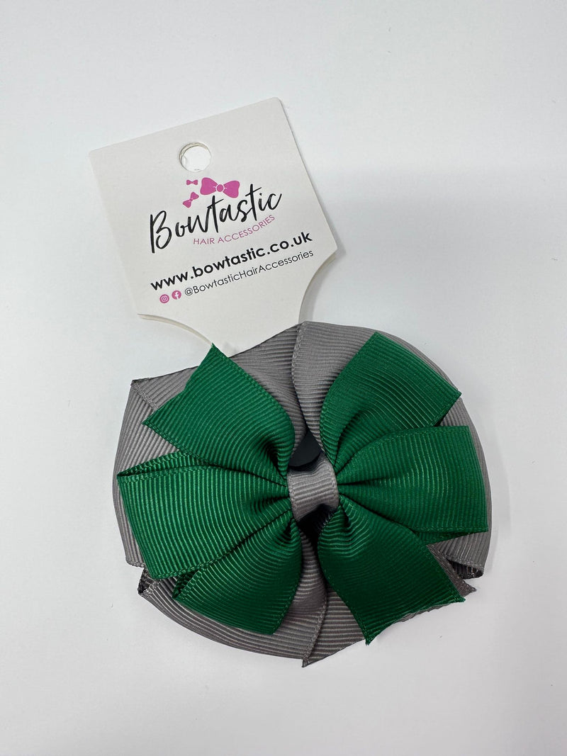 3 Inch Double Pinwheel Thin Elastic - Forest Green & Metal Grey