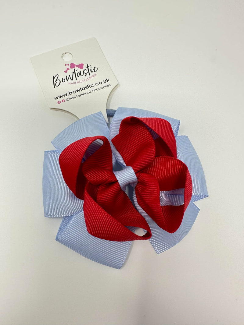 3.75 Inch Double Bow Bobble - Red & Bluebell