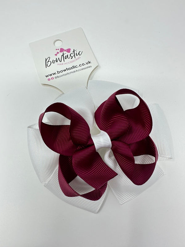 3.75 Inch Double Bow Bobble - Wine & White