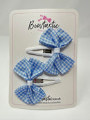 2.75 Inch Snap Clips - Light Blue & White Gingham - 2 Pack
