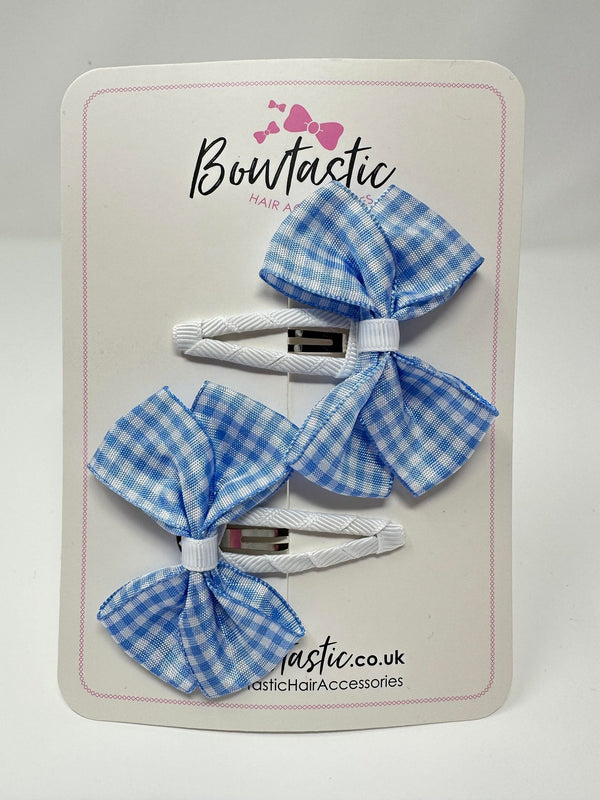 2.75 Inch Snap Clips - Blue & White Gingham - 2 Pack