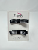 2.25 Inch Slide Bows - Black Gingham - 2 Pack