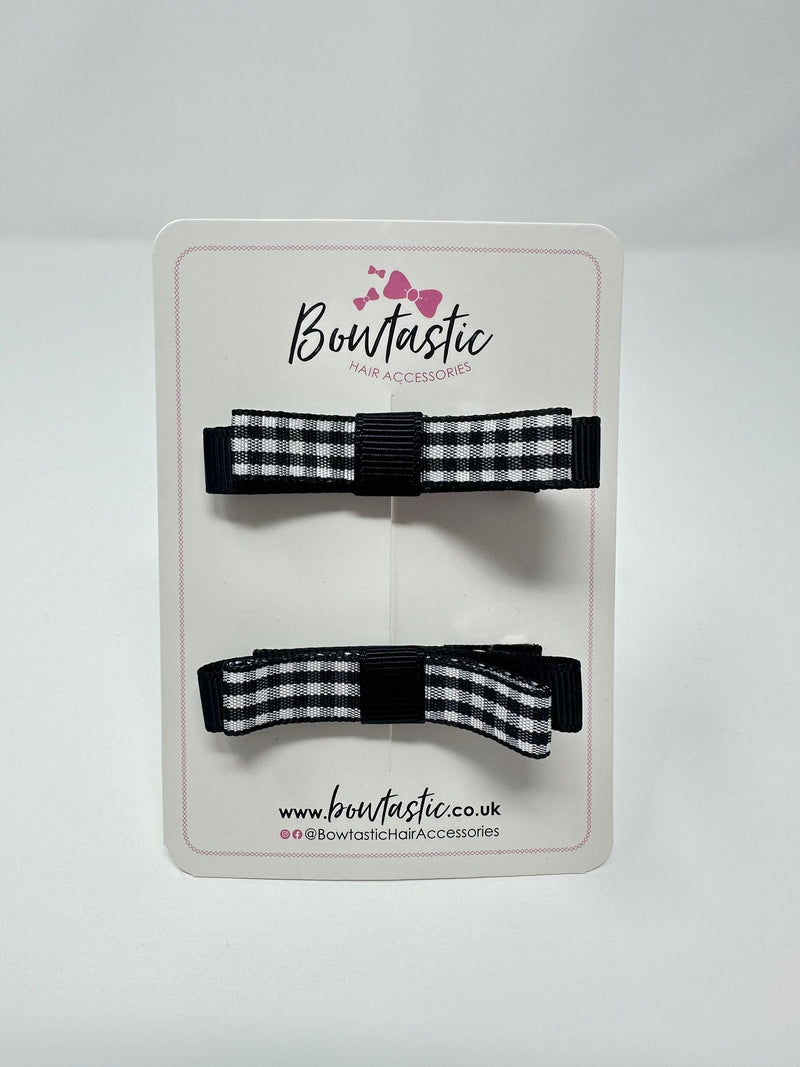 2.25 Inch Slide Bows - Black Gingham - 2 Pack