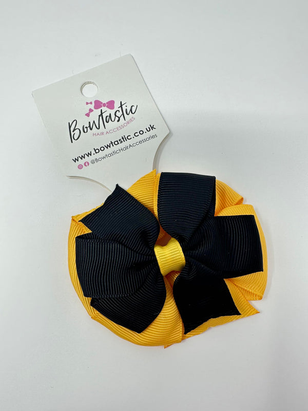 3 Inch Double Pinwheel Thin Elastic - Black & Yellow Gold