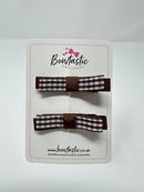 2.25 Inch Slide Bows - Turftan & Brown Gingham - 2 Pack