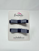 2.25 Inch Slide Bows - Navy Gingham - 2 Pack