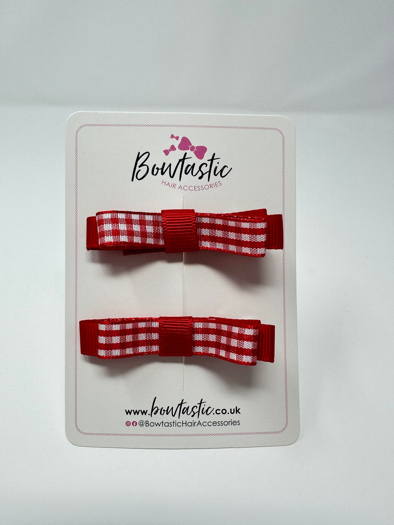 2.25 Inch Slide Bows - Red Gingham - 2 Pack