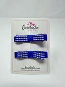 2.25 Inch Slide Bows - Royal Blue Gingham - 2 Pack