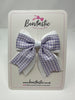 3 Inch Flat 2 Layer Tail Bow - Lilac & White Gingham