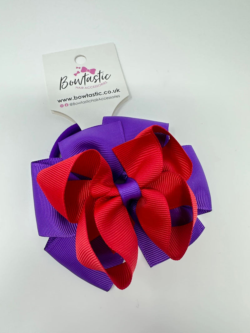 3.75 Inch Double Bow Bobble - Purple & Red