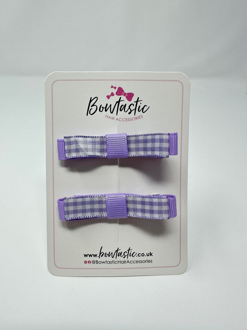 2.25 Inch Slide Bows - Lilac Gingham - 2 Pack