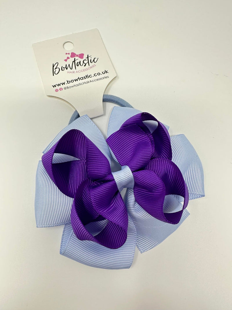 3.75 Inch Double Bow Bobble - Purple & Bluebell