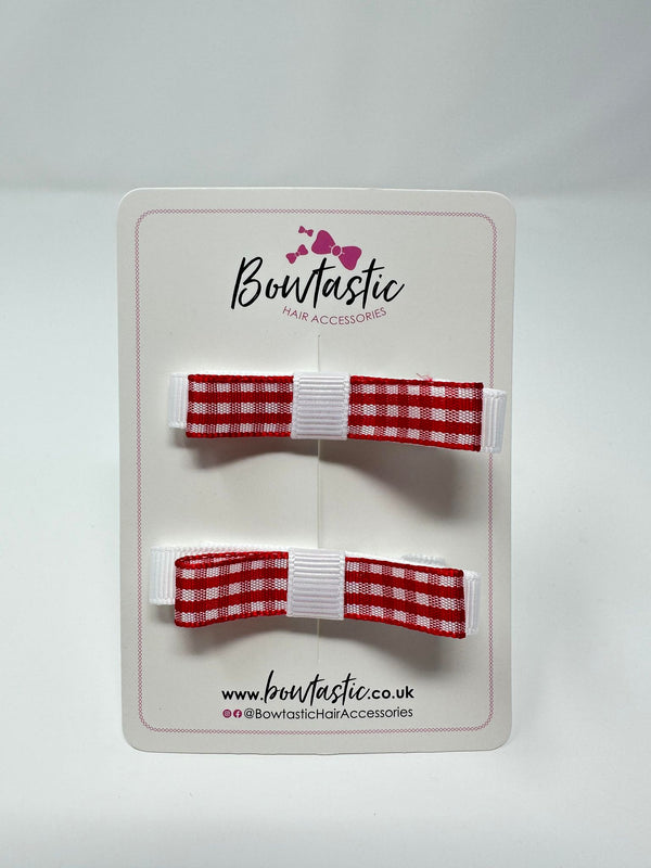 2.25 Inch Slide Bows - Red & White Gingham - 2 Pack