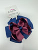 3.75 Inch Double Bow Bobble - Burgundy & Navy