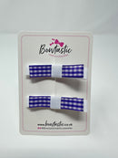 2.25 Inch Slide Bows - Purple & White Gingham - 2 Pack