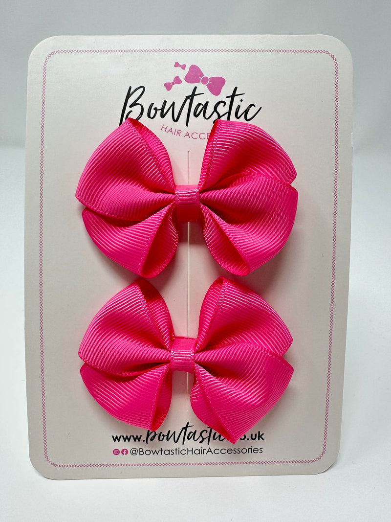 2.5 Inch Flat Bow - Hot Pink - 2 Pack