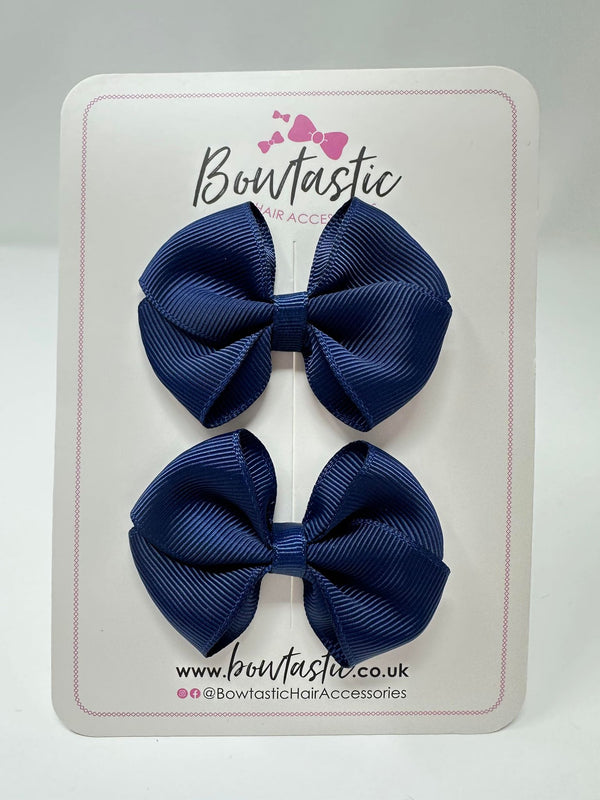 2.5 Inch Flat Bow - Navy - 2 Pack