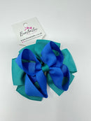 3.75 Inch Double Bow Bobble - Royal Blue & Jade Green