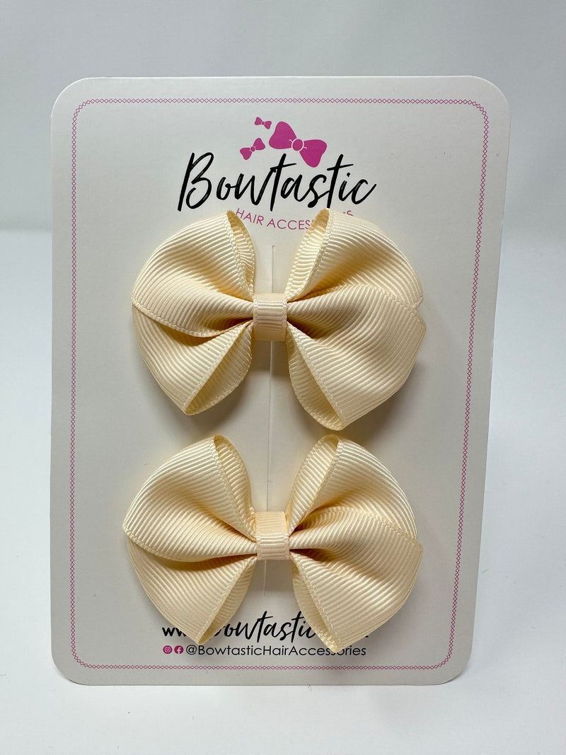 2.5 Inch Flat Bow - Cream - 2 Pack