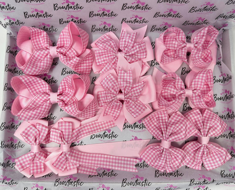 School Bundle - 5 Matching Pairs - Pink Gingham