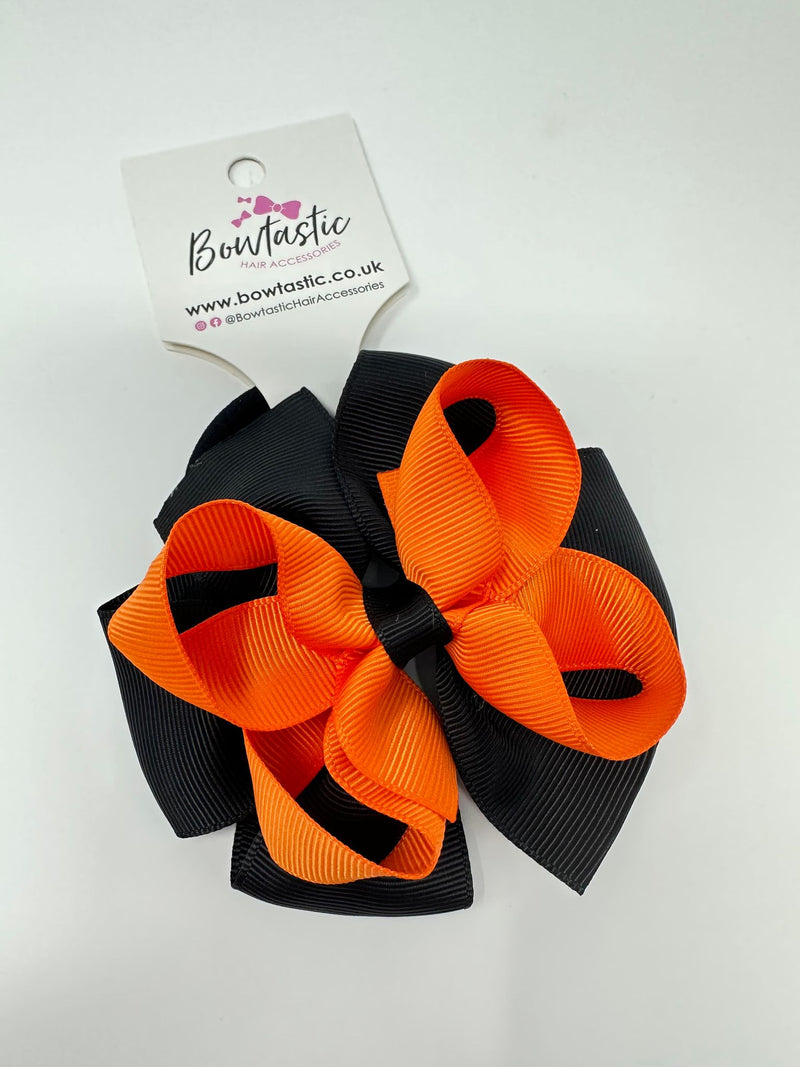 3.75 Inch Double Bow Bobble - Orange & Black