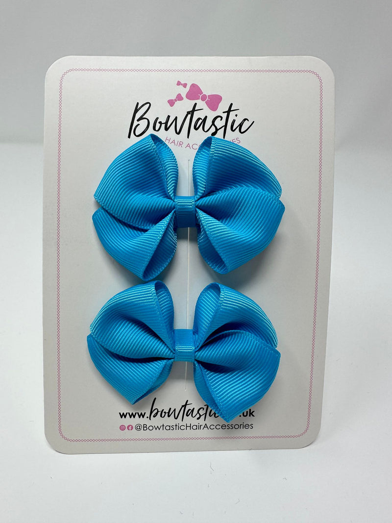 2.5 Inch Flat Bow - Turquoise - 2 Pack