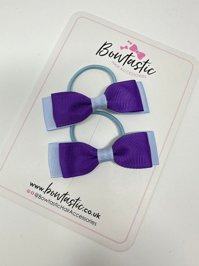 2.5 Inch Thin Style Bows Thin Elastic - Purple & Bluebell - 2 Pack