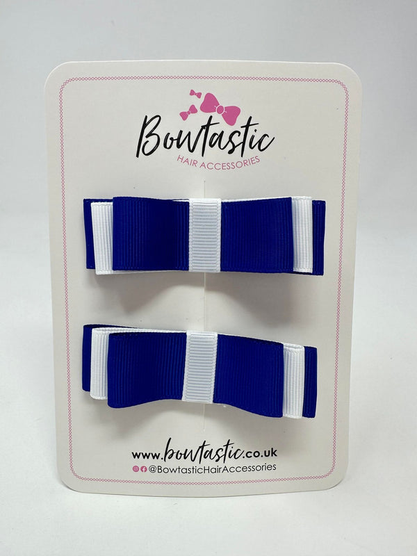 3 Inch Slide Bows - Cobalt & White - 2 Pack