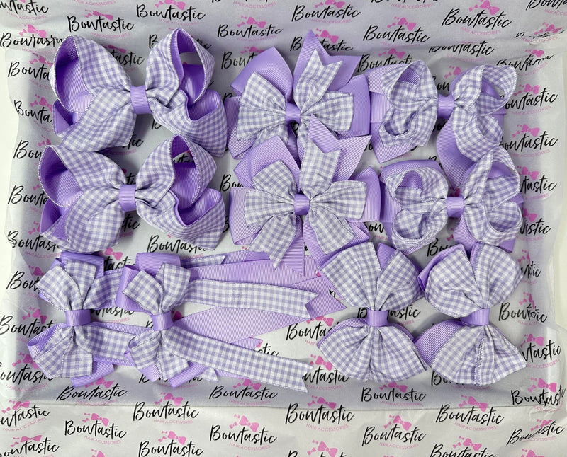 School Bundle - 5 Matching Pairs - Lilac Gingham