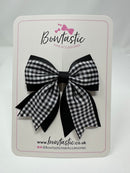 3 Inch Flat 2 Layer Tail Bow - Black Gingham