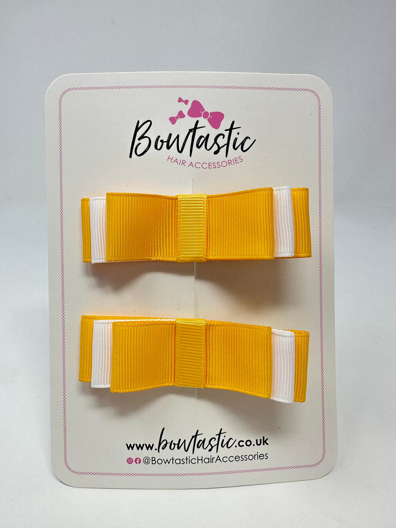 3 Inch Slide Bows - Yellow Gold & White - 2 Pack