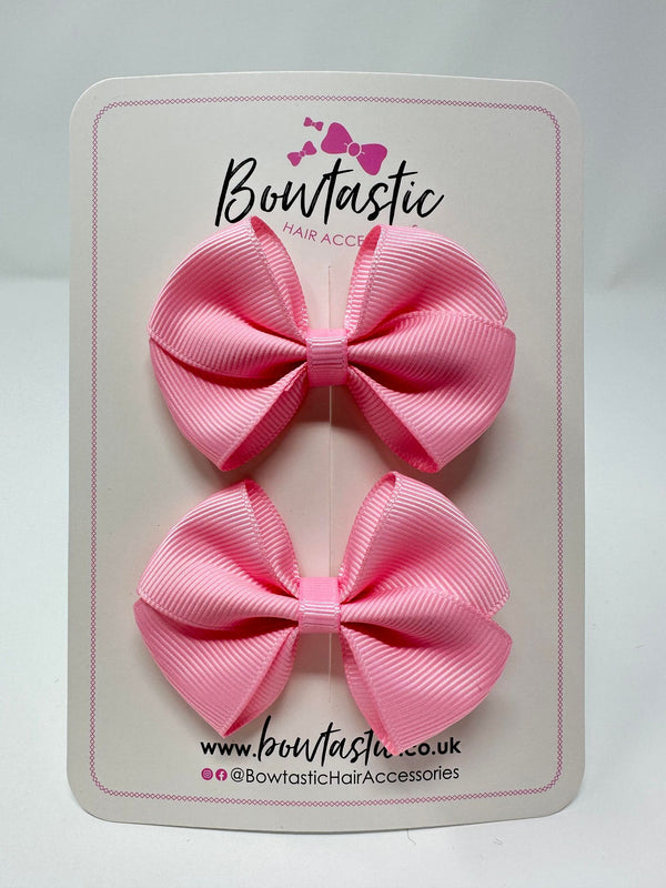 2.5 Inch Flat Bow - Pink - 2 Pack