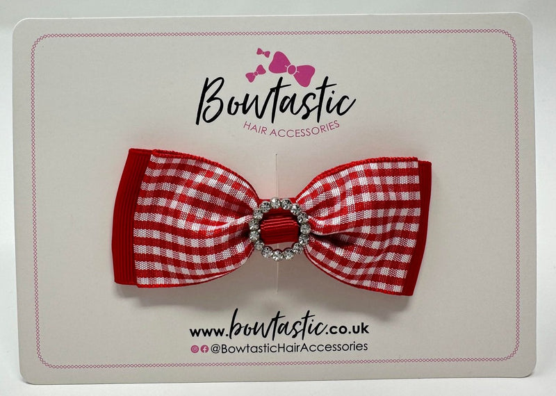 3 Inch Gem Bow - Red Gingham