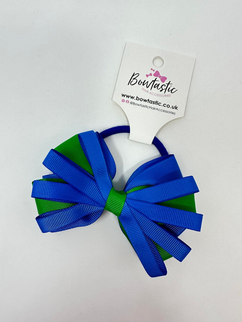 4 Inch Loop Bow Bobble - Royal Blue & Emerald Green